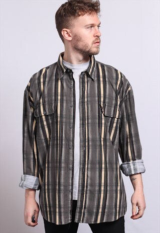 VINTAGE CORDUROY CORD STRIPED SHIRT
