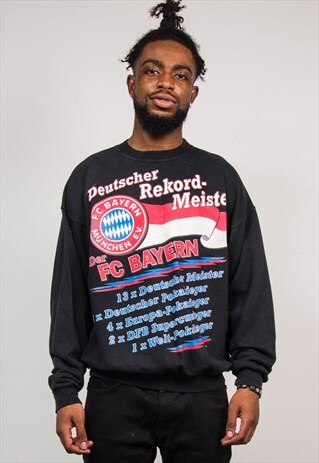 90'S VINTAGE BLACK BAYERN MUNCHEN FC SWEATSHIRT