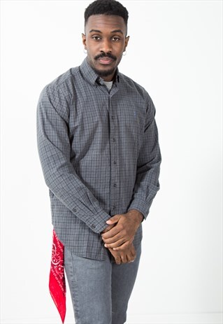 VINTAGE 80S CLASSIC POLO RALPH LAUREN CHECK SHIRT / S4763
