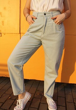 Pale Blue Grey High Waist Tapered Leg Mom Jeans