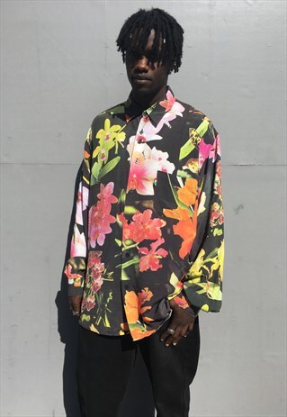 VINTAGE RARE MOSCHINO JEANS FLOWER PRINT LONG SLEEVE SHIRT