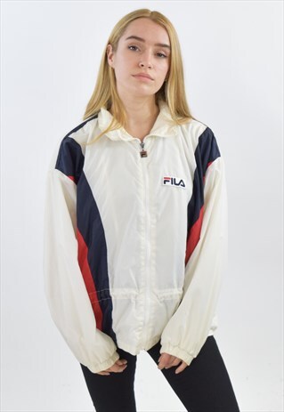 VINTAGE 90S WHITE FILA TRACKSUIT TOP JACKET