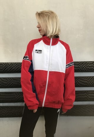 VINTAGE 90' OLDCHOOL UNISEX COOL RED ASICS SWEATSHIRT