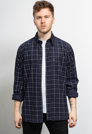 VINTAGE CORDUROY CORD SHIRT BLUE
