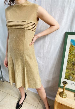 VINTAGE LUXE 50S MOD REVIVAL SHIMMER PARTY MIDI DRESS
