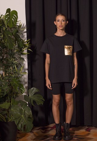 T-SHIRT DZKY BLACK / GOLD POCKET