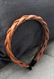 BROWN FAUX LEATHER PLAITED HEADBAND