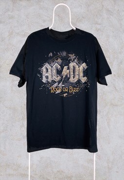 Vintage AC/DC Band T-Shirt Rock or Bust Black Large