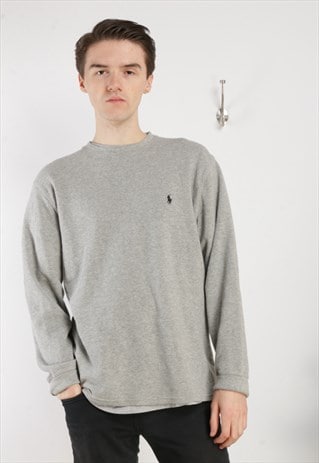 VINTAGE RALPH LAUREN LONG SLEEVE TOP GREY Z277