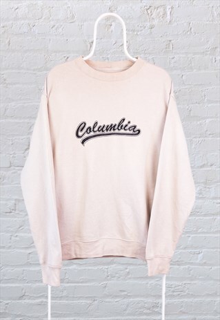 VINTAGE COLUMBIA SWEATSHIRT SPELL OUT BEIGE MEDIUM