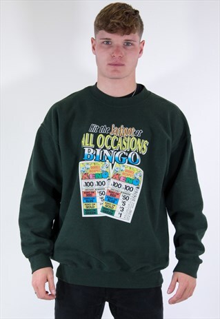 VINTAGE BINGO GRAPHIC SWEATSHIRT GREEN MEDIUM