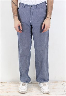 Vintage Mens W32 L32 Workwear Chore Pants Check Plaid Tartan