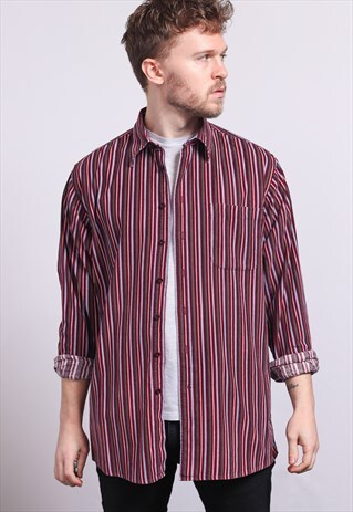 VINTAGE CORDUROY CORD STRIPED SHIRT