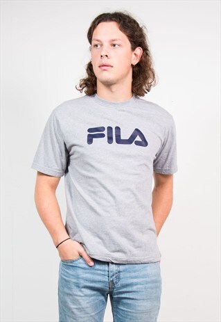 RETRO 90'S GREY FILA CREW NECK T-SHIRT