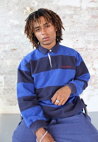 VINTAGE TOMMY HILFIGER STRIPED FLEECE RUGBY