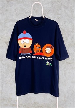 Vintage South Park T-Shirt Blue 1998 They Killed Kenny XL