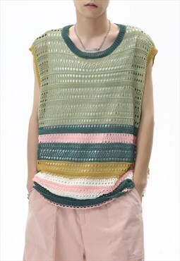 Men's Cutout Striped Knit Tank Top SS2023 VOL.3