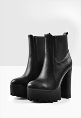 Platform Chunky Heel Chelsea Ankle Boots