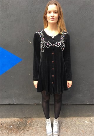 1980'S BEJEWELED VELVET DRESS