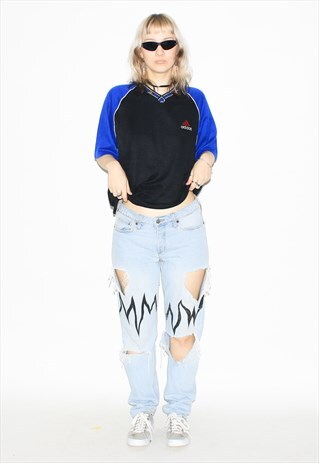 Vintage Y2K distressed reworked mom jeans in blue