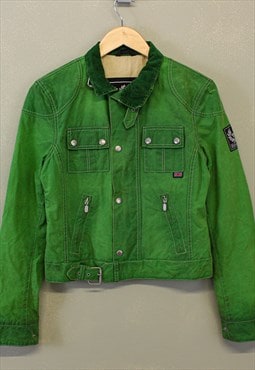 Vintage Y2K Belstaff Bomber Jacket Cropped Green Zip Up