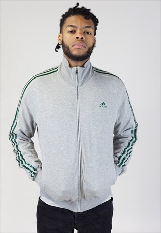 VINTAGE ADIDAS GREY ZIP UP 90'S JACKET