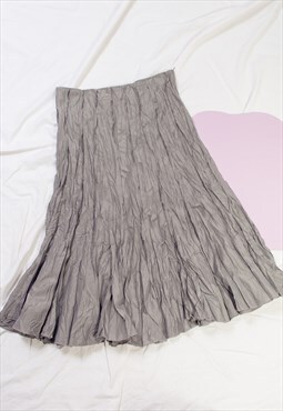 Vintage Skirt Y2K Fairy Midi in Creased Grey