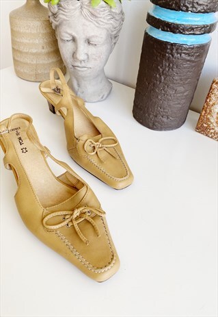 VINTAGE 90S Y2K PUMPS HEELS SHOES MULES POINTY NOSE