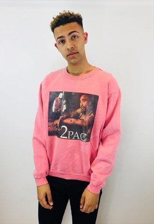 VINTAGE 2 PAC HIP HOP RAP PINK SWEATSHIRT