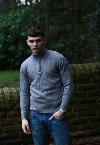 VINTAGE GREY RALPH LAUREN 1/4 ZIP SWEATSHIRT
