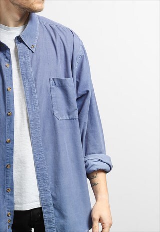 VINTAGE CORDUROY CORD SHIRT BLUE