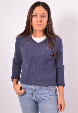 VINTAGE POLO RALPH LAUREN JUMPER SWEATER BLUE