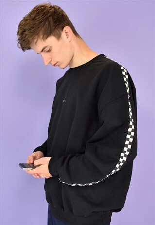 G&G UNISEX BLACK CHEQUERED SLEEVE SWEAT