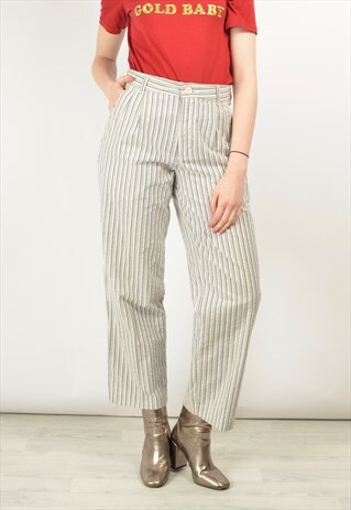 VINTAGE 90S LEE STRAIGHT LEG TROUSERS IN BLUE CANDY STRIPE