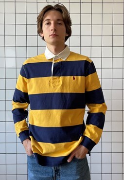 Vintage POLO RALPH LAUREN Rugby Shirt Pullover Striped 90s 