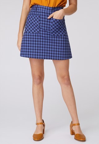 PRINCESS HIGHWAY BLUE CHECK MINI SKIRT