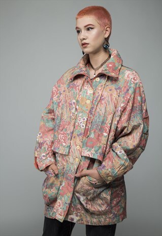 VINTAGE PINK FLORAL COAT
