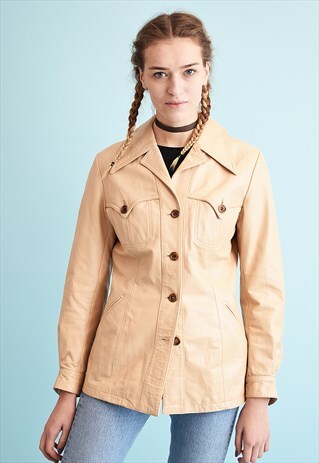 Y2K FAUX LEATHER NEUTRAL SCANDI MOMS JACKET