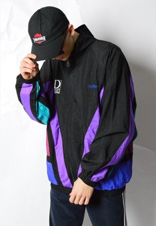 KILLTEC VINTAGE 90S BLACK COLOUR BLOCK SHELL TRACK JACKET