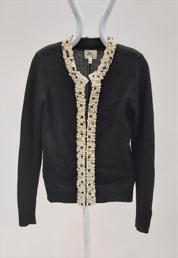 00s Milly Of New York Pearl Cardigan Black