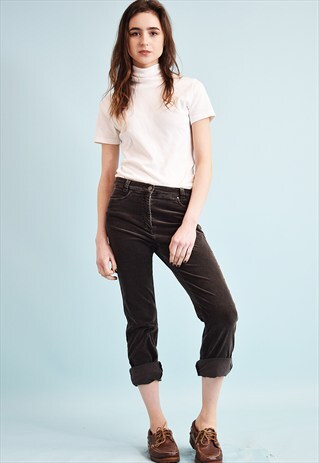 90'S RETRO GRUNGE CORDUROY REGULAR WAIST TROUSERS