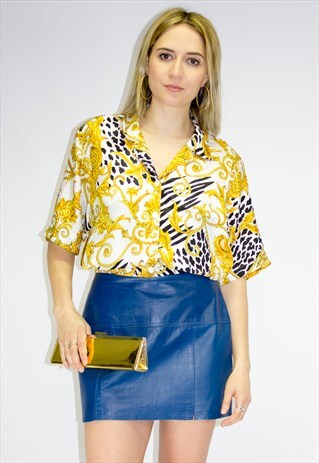 VINTAGE 90'S GOLD CHAIN PRINT SHIRT / BLOUSE