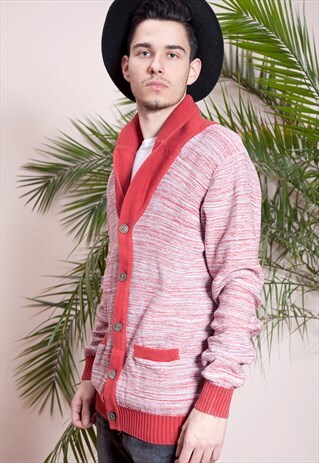 VINTAGE CARDIGAN, 90S MENS KNITTED SPORTSWEAR JACKET