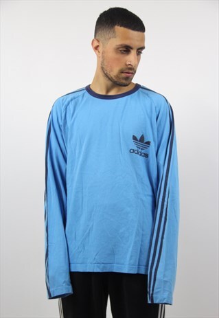 VINTAGE ADIDAS BLUE LONG SLEEVE T-SHIRT