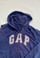 VINTAGE 90S GAP NAVY HEAVY COTTON EMBROIDERED HOODIE