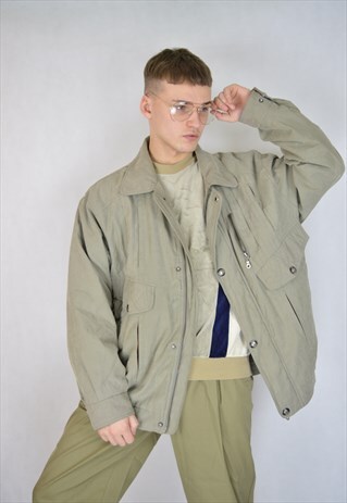 VINTAGE OVERSIZE CREAM COLOUR BOMBER JACKET