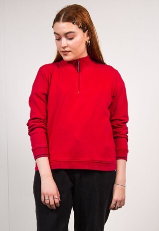 TOMMY HILFIGER QUARTER ZIP SWEATSHIRT VINTAGE 90'S RED