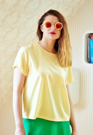 YELLOW VINTAGE SHORT SLEEVE BLOUSE