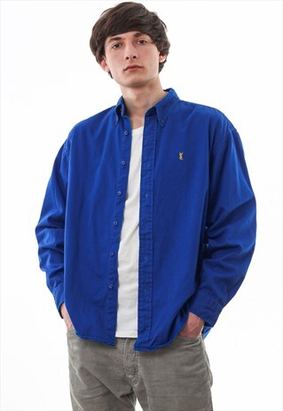 VINTAGE YVES SAINT LAURENT 90S BLUE LONG SLEEVE
