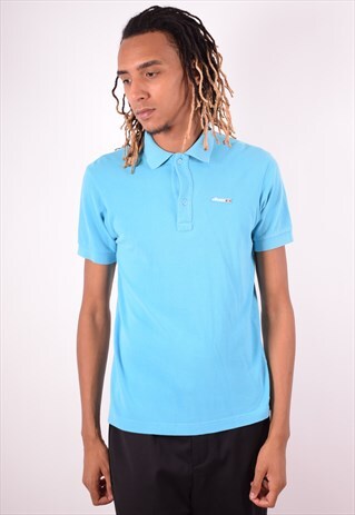 ELLESSE MENS VINTAGE POLO SHIRT MEDIUM BLUE 90S